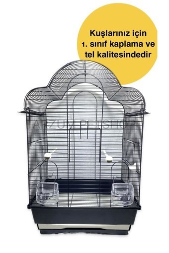 Arzum Kafes Çatılı Ayaklı Dikdörtgen Krom Muhabbet Kuşu Kafesi Siyah