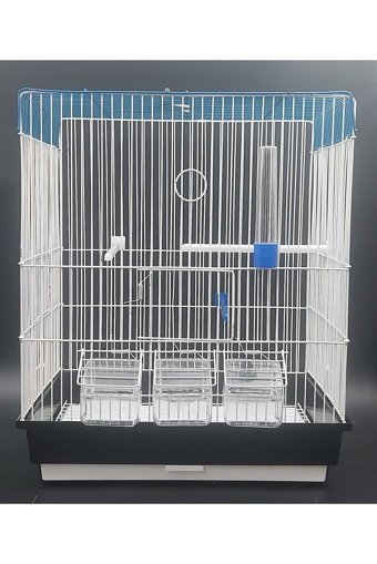 Kanarya Pet Dikdörtgen Krom Muhabbet Kuşu Kafesi Beyaz - Yeşil