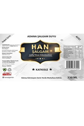 Han Organik Şekersiz Acılı Şalgam 12x330 ml