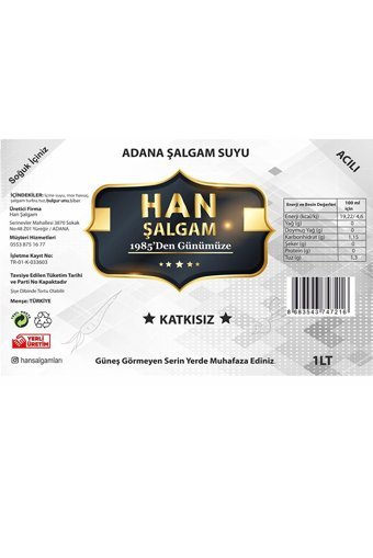 Han Organik Şekersiz Acılı Şalgam 6x1 lt