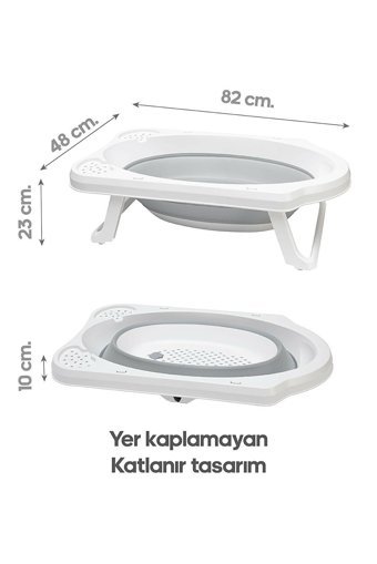 Sepetkitchen Ayaklı Gri Katlanır Bebek Küveti