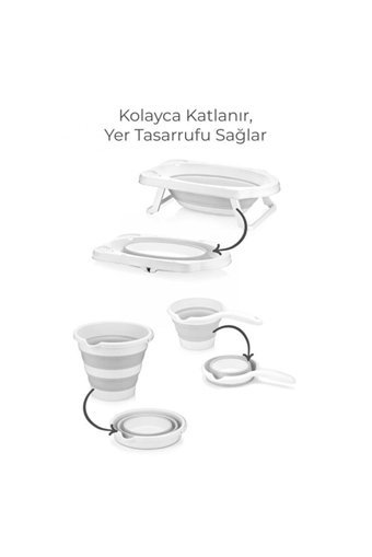 Hobby Life Ayaklı Beyaz Katlanır Bebek Küveti Seti