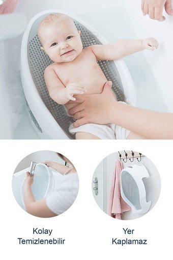 Meleni Baby Fileli Oturaklı Beyaz Bebek Küveti Seti