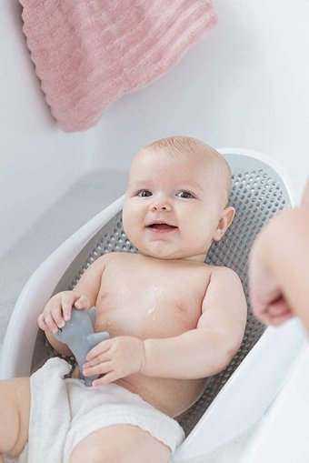 Meleni Baby Fileli Oturaklı Beyaz Bebek Küveti Seti