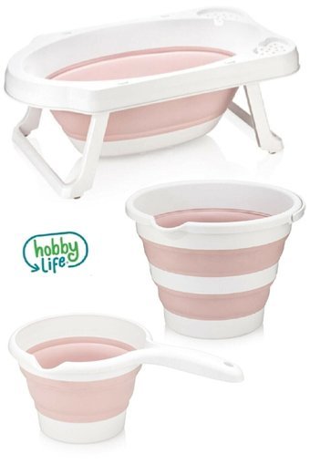 Sepetkitchen Ayaklı Pudra Katlanır Bebek Küveti Seti
