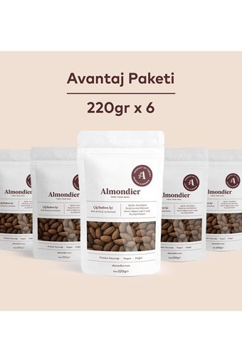 Almondier Organik Tane Çiğ Badem İçi 6x220 gr