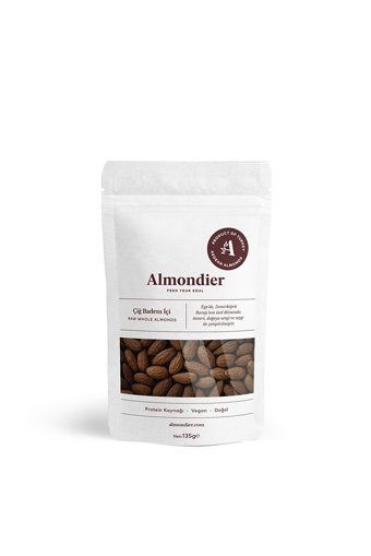 Almondier Organik Tane Çiğ Badem İçi 10x135 gr