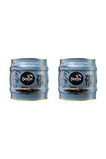 Şems Zeytin Az Tuzlu Siyah Zeytin Teneke 2 × 2 kg