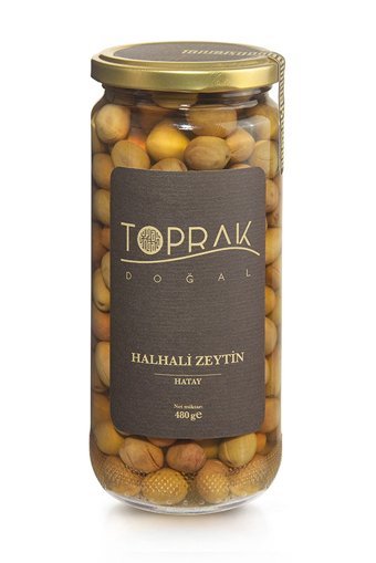 Toprak Doğal Çizik Yeşil Zeytin Kavanoz 480 gr