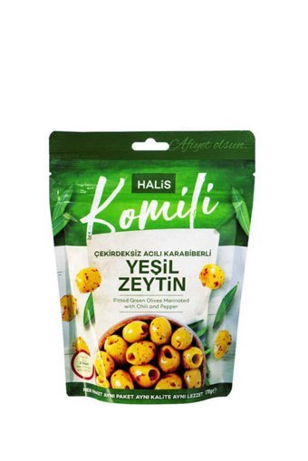 Komili Soslu Çekirdeksiz Yeşil Zeytin Paket 170 gr