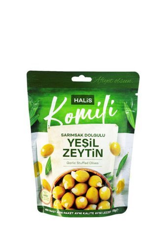 Komili Çekirdeksiz Sarımsaklı Yeşil Zeytin Paket 170 gr