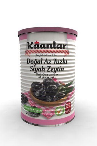 Kaanlar Salamura Az Tuzlu Siyah Zeytin Teneke 800 gr