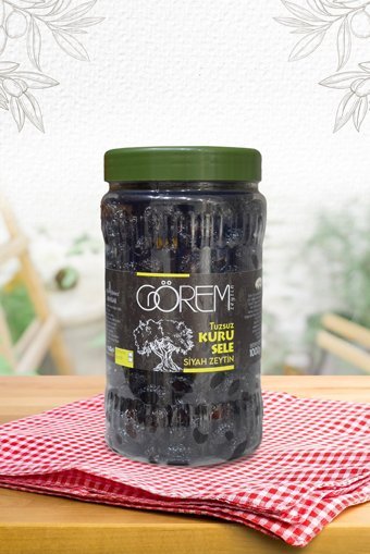 Görem Kuru Sele Tuzsuz Siyah Zeytin Kavanoz 1 kg