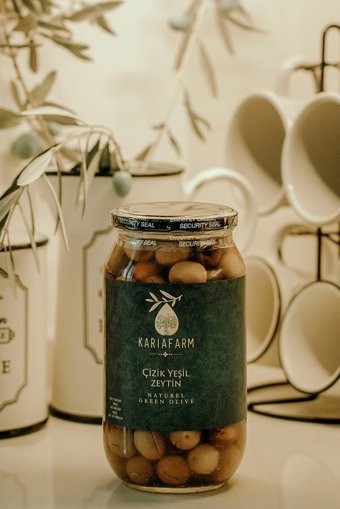 Kariafarm Salamura Çizik Yeşil Zeytin Kavanoz 1.35 kg
