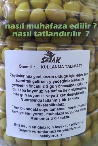 Sazak Salamura Kırma Yeşil Zeytin Pet Kavanoz 5 kg