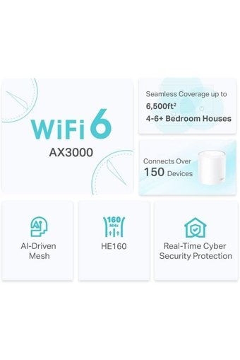 Tp-Link Deco X50 Kablosuz 2.4 GHz-5 GHz Wifi Dual Band Access Point Router 2 Antenli 2402 Mbps Menzil Genişletici