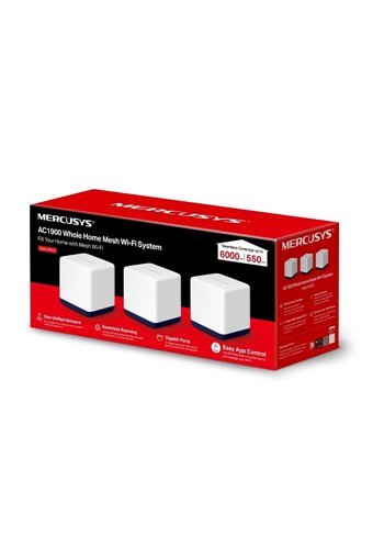 Mercusys Halo H50G Kablosuz 2.4 GHz-5 GHz Wifi Dual Band Access Point Router 3 Antenli 1300 Mbps Menzil Genişletici