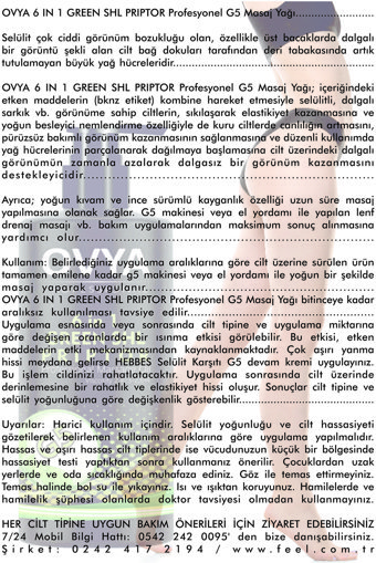 Ovya Selülit Yağı 6x1 lt