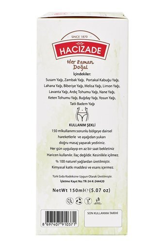 Hacızade Sıkılaştırıcı Selülit Yağı 150 ml