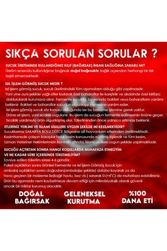Maşukiye Memleket Acısız Kasap Dana Sucuğu Kangal 2 kg