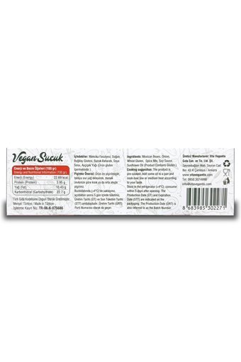 Vita Vegantis Acısız Vegan Sucuğu Parmak 2x150 gr