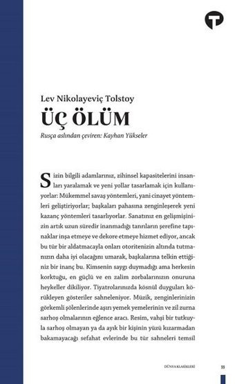 Üç Ölüm Lev Nikolayeviç Tolstoy Turkuvaz Kitap