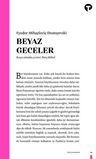 Beyaz Geceler Fyodor Mihayloviç Dostoyevski Turkuvaz Kitap