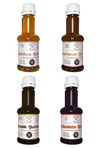 Oze Karamel Çikolata Vanilya Fındık Aromalı Kahve Şurubu 4x50 ml