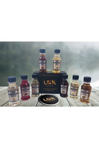 Lok Coffee Vanilya Karamel Fındık Çikolata Toffnut Hındıstan Cevizi Çilek Beyaz Çikolata Aromalı Kahve Şurubu 8x130 ml