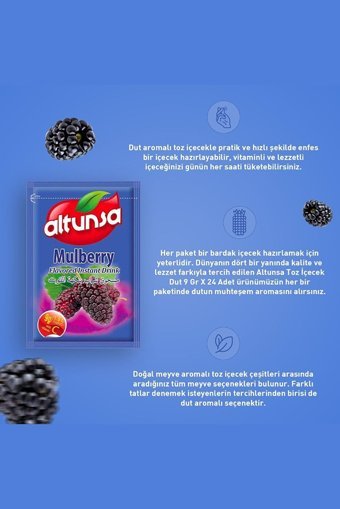 Altunsa Dut Aromalı İçecek Tozu 9 gr 24'lü