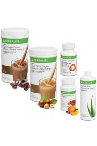 Herbalife Çikolata-Fındık-Şeftali Aromalı Toz Çay Seti 5'li