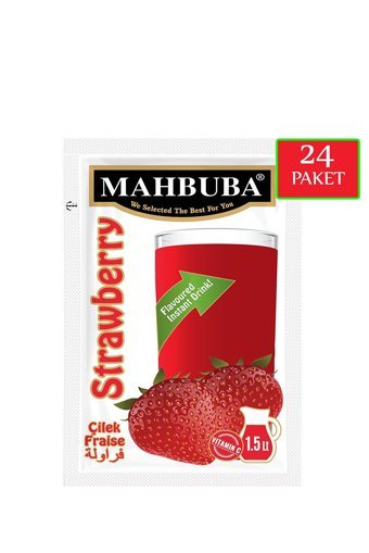 Mahbuba Çilek Aromalı İçecek Tozu 9 gr 24'lü