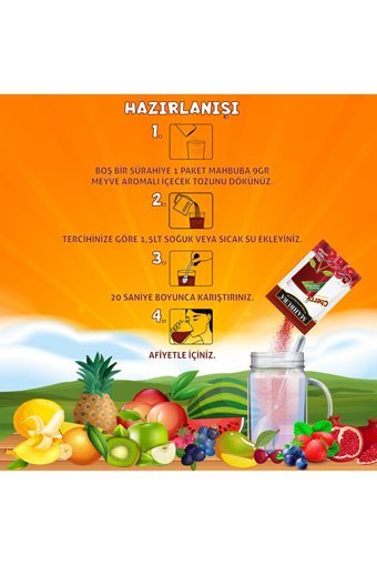 Mahbuba Çilek Aromalı İçecek Tozu 9 gr 24'lü