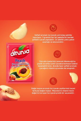 Altunsa Şeftali Aromalı İçecek Tozu 9 gr 24'lü