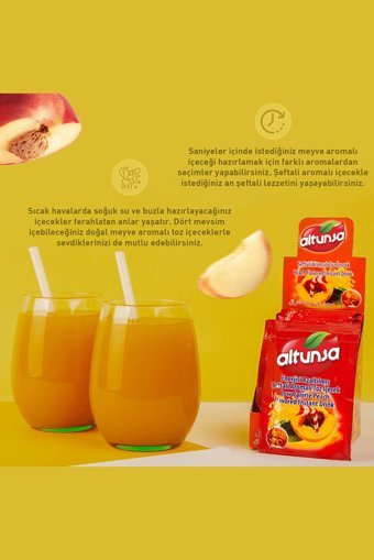 Altunsa Şeftali Aromalı İçecek Tozu 9 gr 24'lü