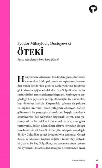 Öteki Fyodor Mihayloviç Dostoyevski Turkuvaz Kitap