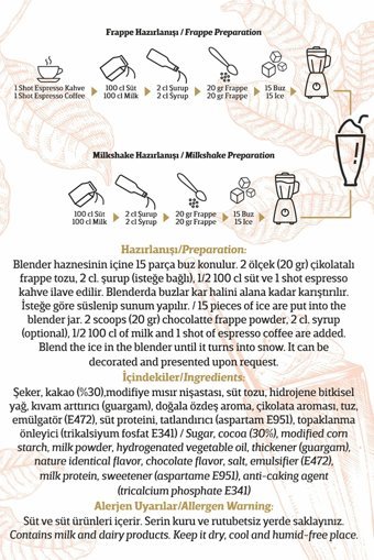 Oze Çikolata Aromalı Toz Frappe 250 gr