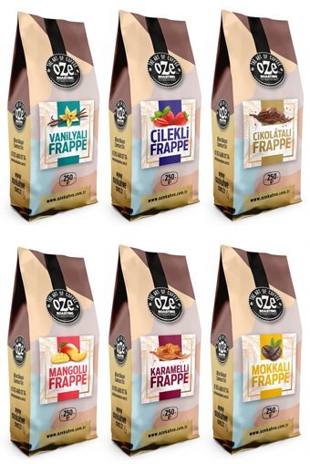 Oze Vanilya-Mokka-Mango-Karamel-Çilek-Çikolata Aromalı Toz Frappe 250 gr 6'lı