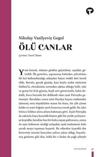 Ölü Canlar Nikolay Vasilyeviç Gogol Turkuvaz Kitap
