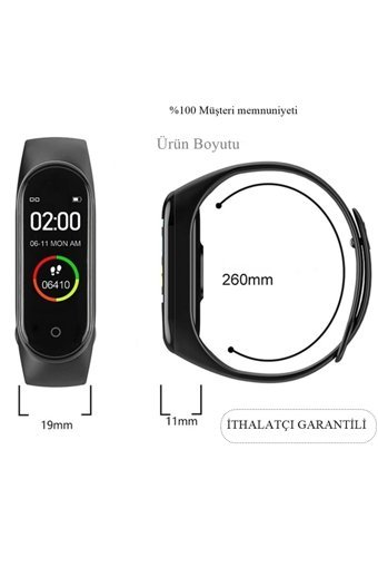 Reidan M4 Adımsayar Su Geçirmez Android-iOS Dokunmatik Akıllı Bileklik Siyah