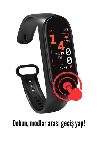 Ekalitem M4 Adımsayar Su Geçirmez Android-iOS Dokunmatik Akıllı Bileklik Siyah