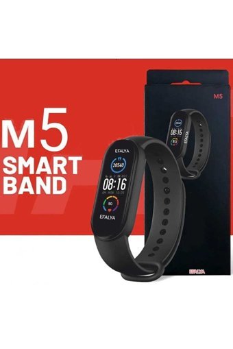 EFALYA M5 Tansiyon Ölçen Adımsayar Su Geçirmez iOS Dokunmatik Akıllı Bileklik Siyah