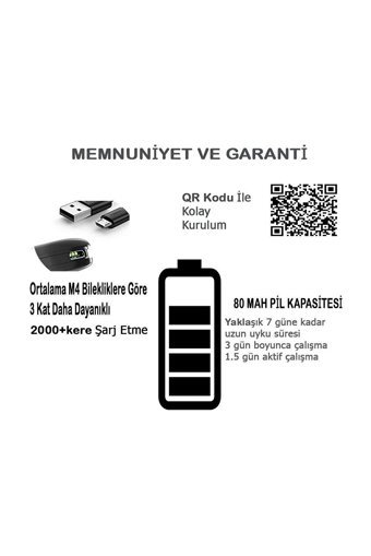 Ozmik M4 Adımsayar Su Geçirmez Android-iOS Dokunmatik Akıllı Bileklik Siyah
