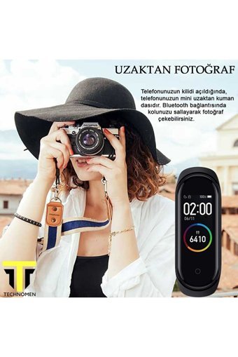 Technomen M4 Adımsayar Su Geçirmez Android-iOS Dokunmatik Akıllı Bileklik Siyah