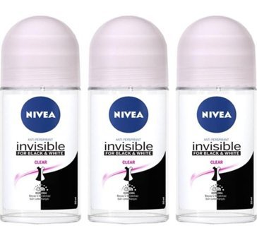 Nivea Black&White Invisible Clear Roll-On Kadın Deodorant 3x50 ml