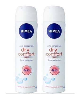 Nivea Dry Comfort Plus Sprey Kadın Deodorant 2x150 ml