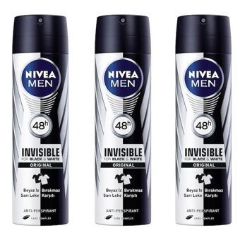Nivea Black&White Invisible Sprey Erkek Deodorant 3x150 ml