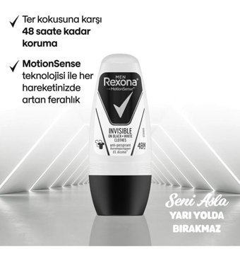 Rexona Black&White Invisible Roll-On Erkek Deodorant 3x50 ml