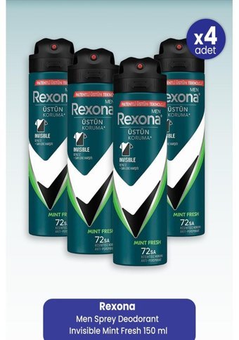 Rexona Invisible Mint Fresh Erkek Deodorant 4x150 ml