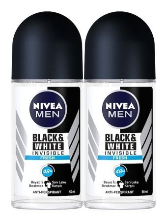 Nivea Black&White Invisible Fresh Roll-On Erkek Deodorant 2x50 ml